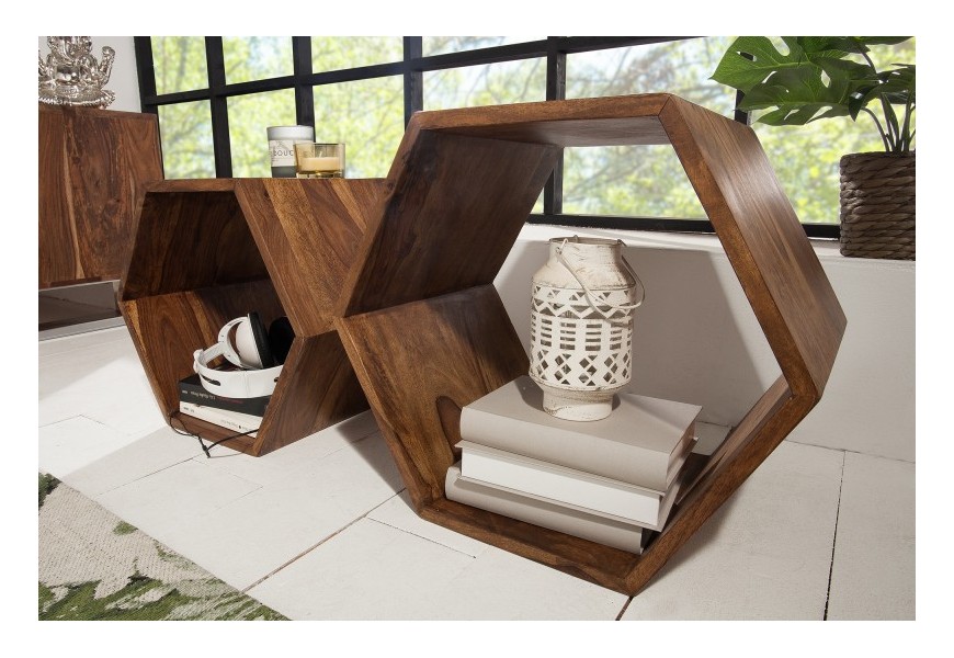 Štýlový set regálov Sheesham Hexagon