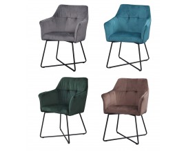 Štýlová industriálna stolička zamatová s opierkami šedá tyrkys zelená kapučíno