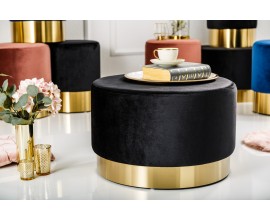 Luxusná zamatová taburetka Modern Barock 55cm čierna/zlatá