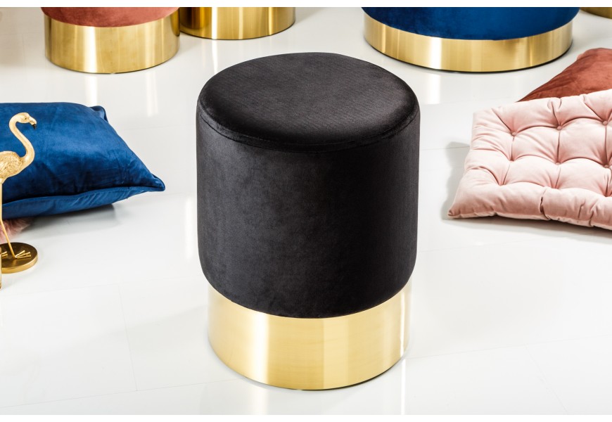 Luxusn&aacute; zamatov&aacute; taburetka Modern Barock čierna