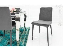 Dizajnová jedálenská zamatová stolička Milano sivá