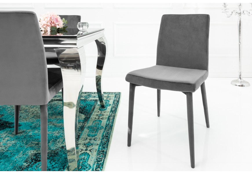 Dizajnov&aacute; jed&aacute;lensk&aacute; zamatov&aacute; stolička Milano siv&aacute;