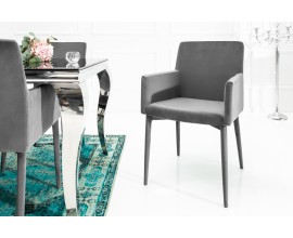 Dizajnová moderná jedálenská stolička Milano zamatová sivá