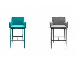 Dizajnová zamatová barová stolička Milano sivá, tyrkysová