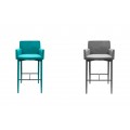 Dizajnová zamatová barová stolička Milano sivá, tyrkysová