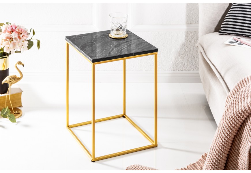 Luxusn&yacute; pr&iacute;ručn&yacute; stol&iacute;k Noble IV čierny mramor