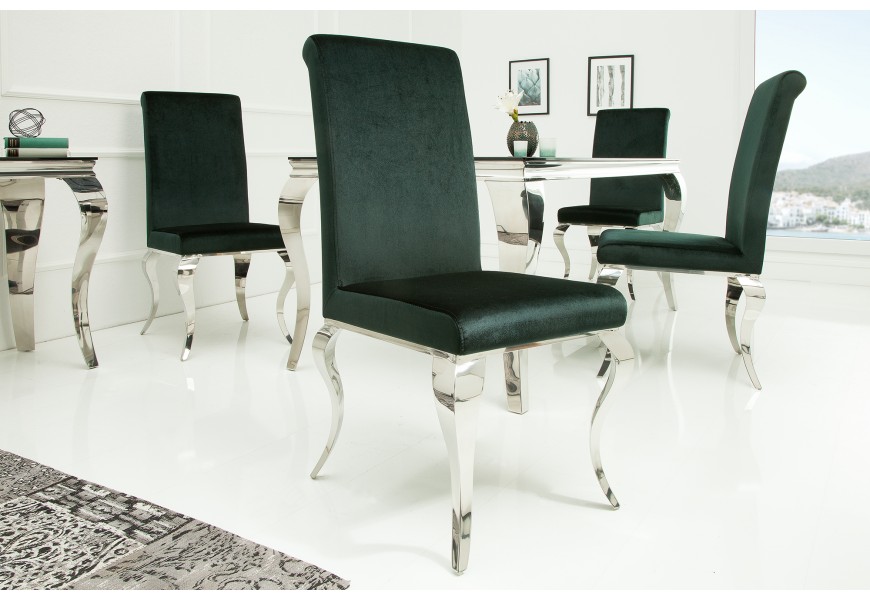Stolička Modern Barock tmavozelen&aacute;