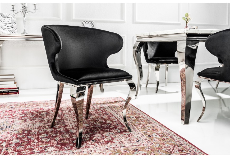 Luxusná stolička Modern Barock II zamatová čierna 79cm