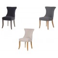 Jedinečná dizajnová jedálenská stolička Maripose s kovovým klopadlom na operadle a poťahom v šedej, béžovej či čiernej farbe