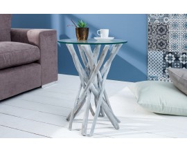 Štýlový jedinečný odkladací stolík Drift 35cm sivá