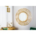 Art deco okrúhle nástenné zrkadlo Euphoria so zlatým kovovým rámom s geometrickým vzorom a hladkým lesklým povrchom 85 cm