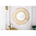 Art deco okrúhle nástenné zrkadlo Euphoria so zlatým kovovým rámom s geometrickým vzorom a hladkým lesklým povrchom 85 cm