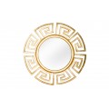 Art deco okrúhle nástenné zrkadlo Euphoria so zlatým kovovým rámom s geometrickým vzorom a hladkým lesklým povrchom 85 cm
