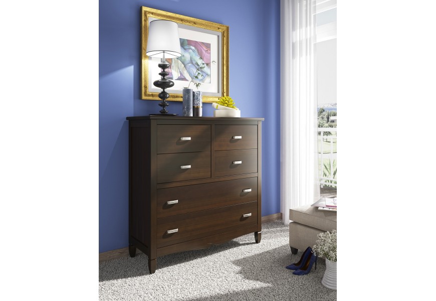 Vkusná a klasická vysoká komoda Amberes na nožičkách z masívneho borovicového dreva 114cm