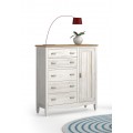 Luxusn&aacute; modern&aacute; mas&iacute;vna komoda Amberes s piatimi z&aacute;suvkami a jednodverovou skrinkou 123 cm