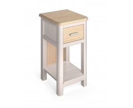 Luxusn&yacute; modern&yacute; nočn&yacute; stol&iacute;k Cerdena z mas&iacute;vneho dreva s otvorenou poličkou a z&aacute;suvkou 68 cm