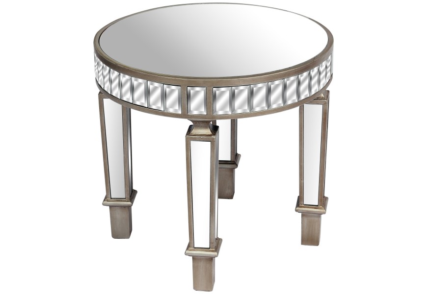 Zrkadlový luxusný kruhový príručný stolík Belfry