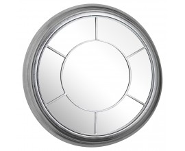 Luxusné okrúhle zrkadlo so strieborným rámom