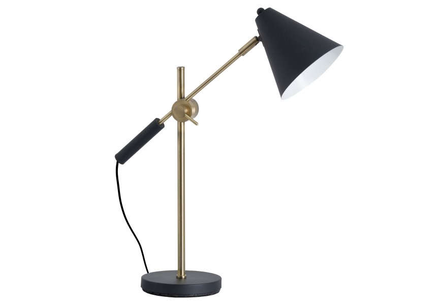 Praktická pracovná lampa v čierno-zlatej farebnej kombinácii