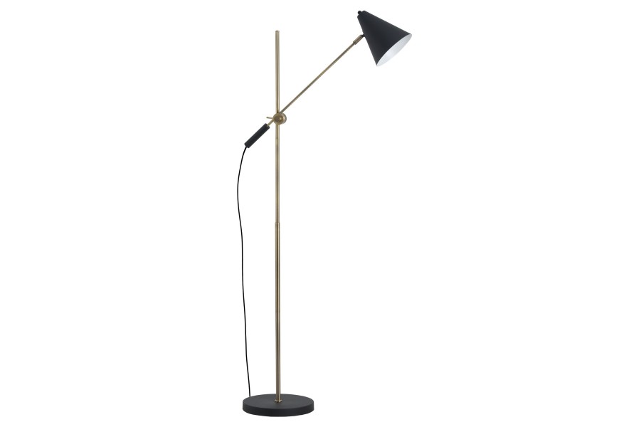 Praktická a štýlová stojaca lampa v čierno-zlatej farebnej kombinácii