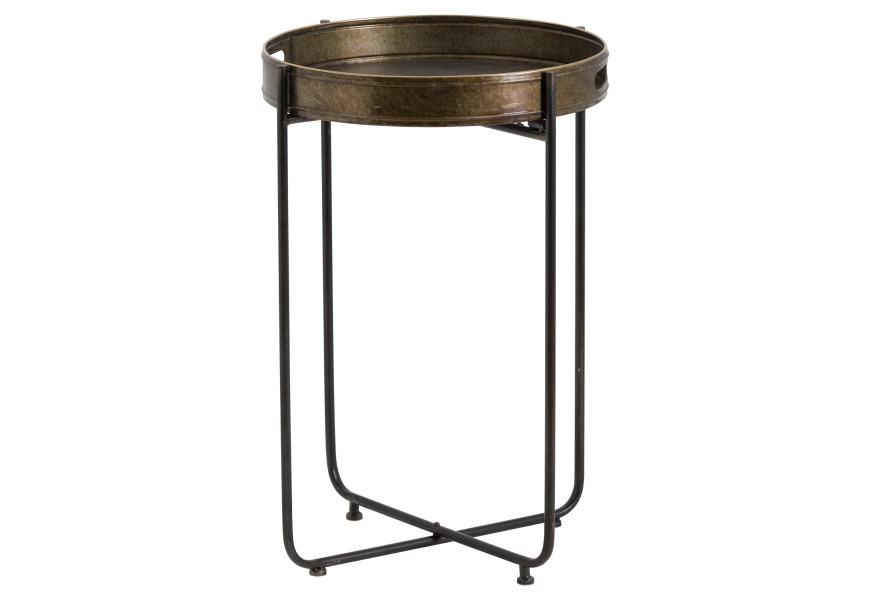 Vysoký industriálny príručný stolík v bronzovo-čiernej farebnej kombinácii