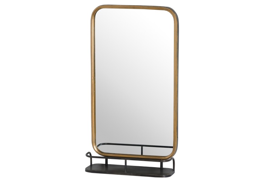 Industriálne bronzové zrkadlo s úložným priestorom