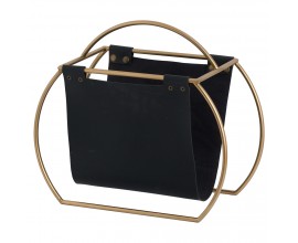 Štýlový stojan na časopisy zlato/čierna