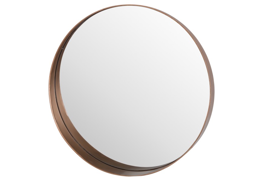 Minimalistické okrúhle zrkadlo s medeným rámom