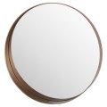 Minimalistické okrúhle zrkadlo s medeným rámom