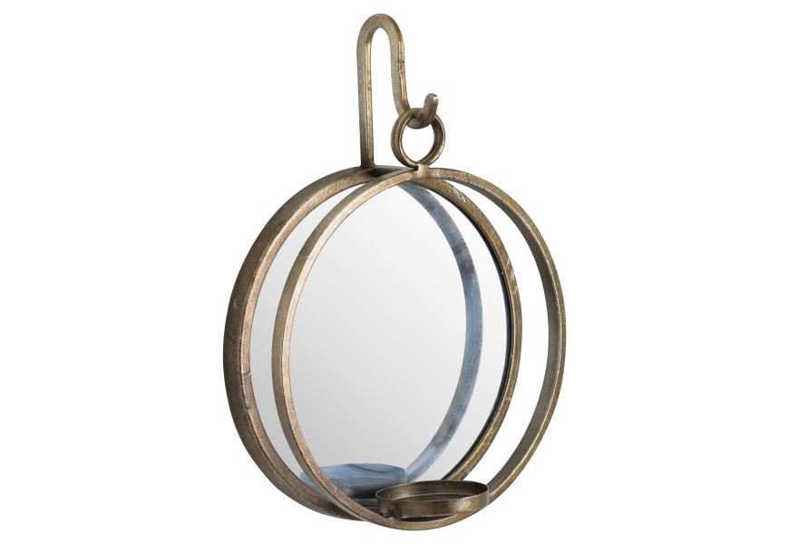 Jedinečný vintage svietnik s okrúhlym zrkadielkom