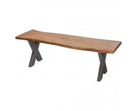 Jedinečná dizajnová lavica z kovu a masívneho dreva akácie