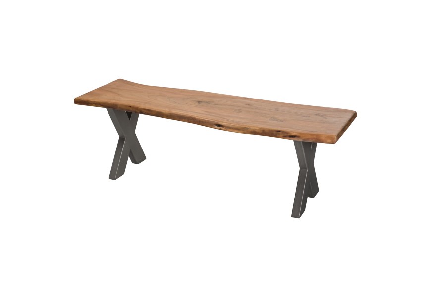 Jedinečná dizajnová lavica z kovu a masívneho dreva akácie