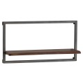 Dizajnov&aacute; obdĺžnikov&aacute; n&aacute;stenn&aacute; z&aacute;vesn&aacute; industri&aacute;lna hned&aacute; polica Live Edge s kovov&yacute;m r&aacute;mom a drevenou doskou 65 cm