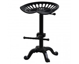 Jedinečná industriálna barová stolička v čiernej farbe