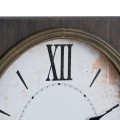 Štýlové vintage obdĺžnikové nástenné hodiny s oválnym ciferníkom a hnedým dreveným rámom s rímskymi číslicami 70 cm