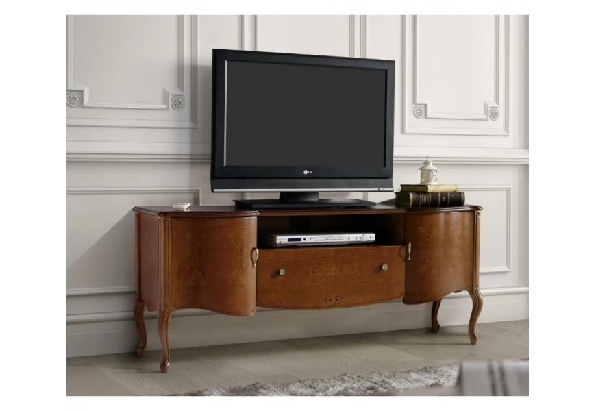 Luxusný vyrezávaný rustikálny TV stolík RUSTICA z masívu klasický štýl