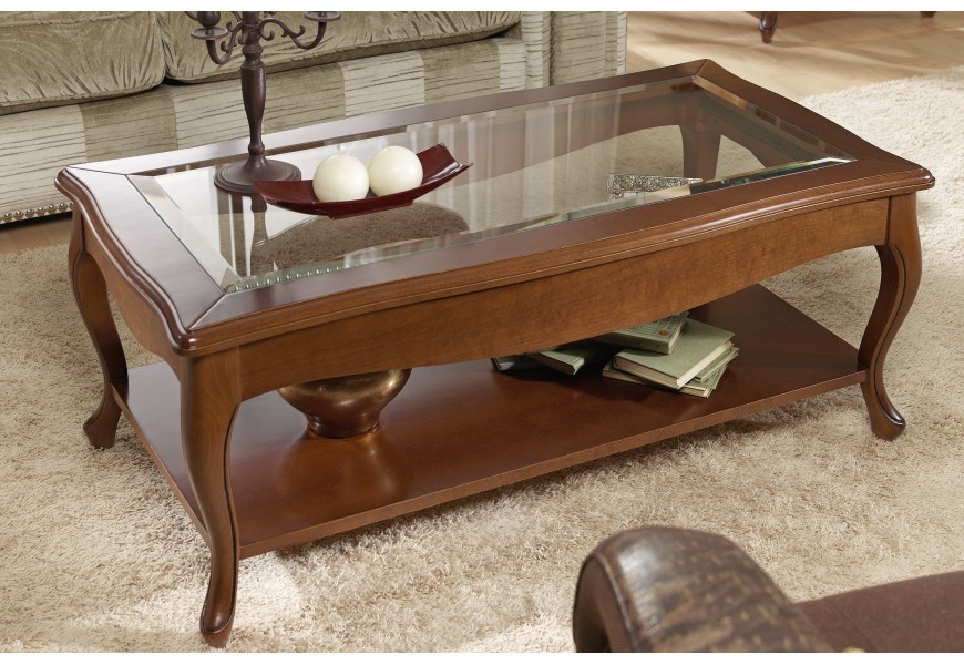 Luxusný vyrezávaný rustikálny konferenčný stolík CASTILLA II obdĺžnikový