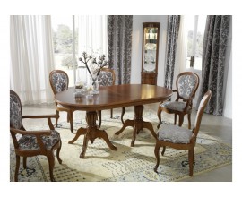 Luxusný vyrezávaný rustikálny oválny rozkladací jedálenský stôl CASTILLA Chippendale II 180-240cm pre 6 osôb