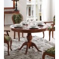 Exkluzívny rustikálny vyrezávaný okrúhly jedálenský stôl rozkladací CASTILLA Chippendale III 115-155cm