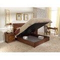 Rustikálna manželská posteľ s úložným priestorom v hnedom prevedení pre klasicky zariadené spálne