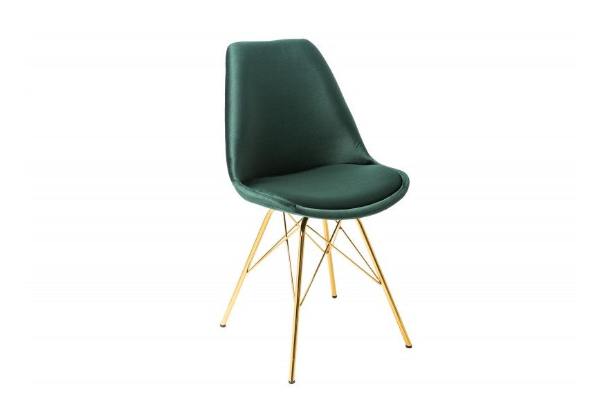 Dizajnová stolička Scandinavia zamat tmavo zelená