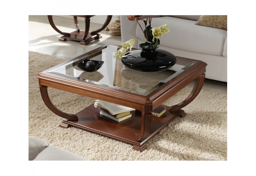 Luxusn&yacute; rustik&aacute;lny &scaron;tvorcov&yacute; konferenčn&yacute; stol&iacute;k RUSTICA I presklen&yacute; 90cm