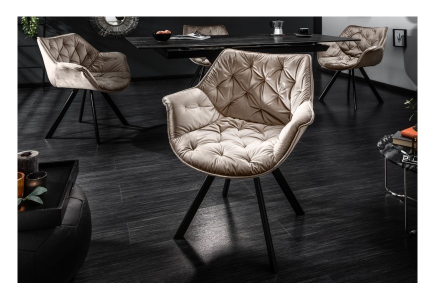 Luxusné retro kreslo Hetty II so zlatým zamatovým poťahom