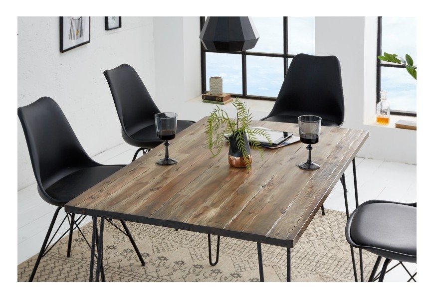 Pevný jedálenský stôl 120cm z dreva akácia a kovu