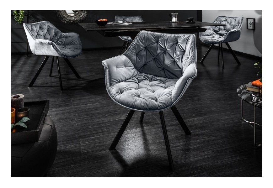 Dizajnové kreslo Hetty s poťahom zo sivého zamatu