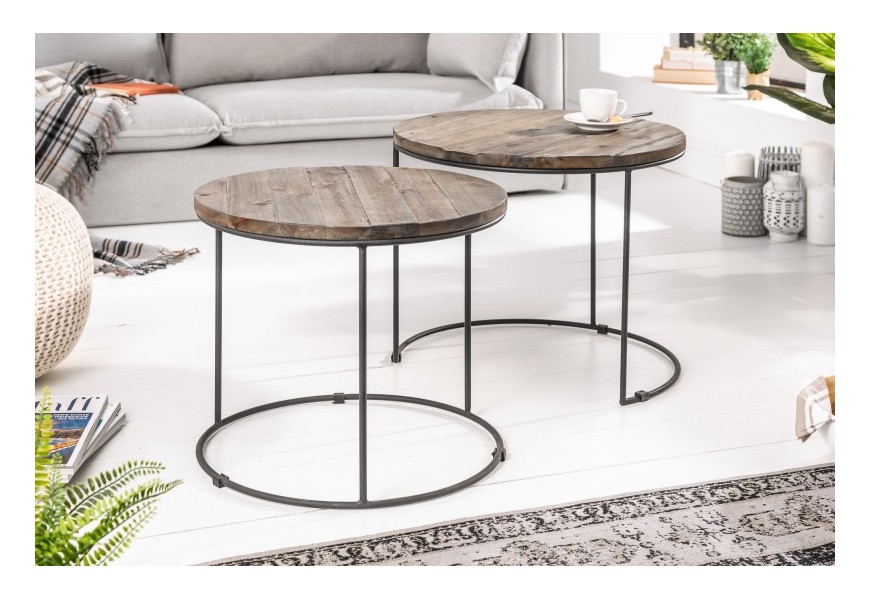 Dizajnový set kruhových príručných stolíkov Evariste