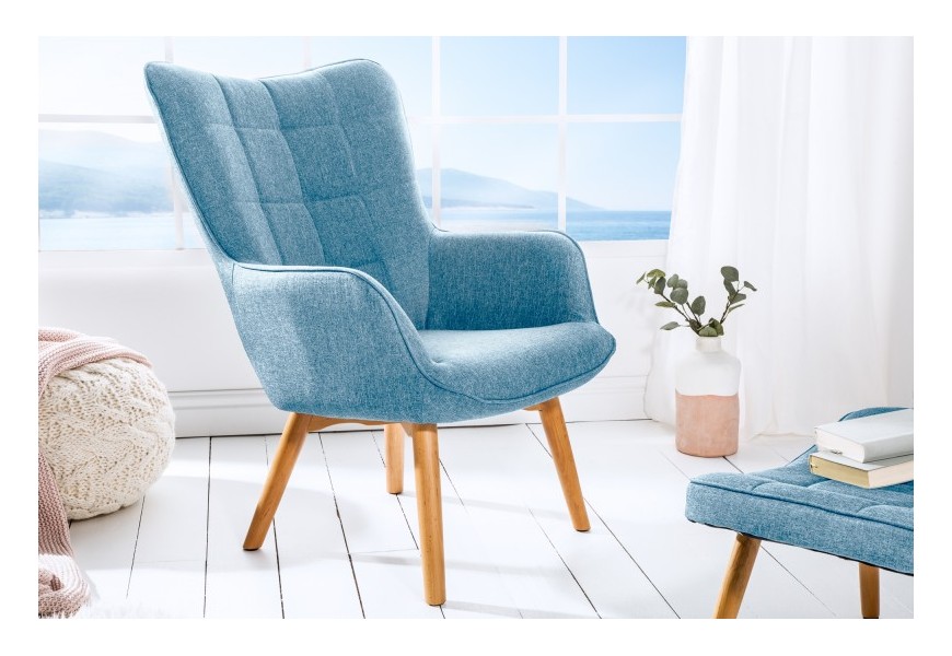 Modern&eacute; &scaron;kandin&aacute;vske kreslo Lamont modr&eacute;