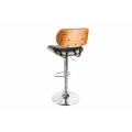 Retro barová stolička Timna s dreveným operadlom a čiernym poťahom