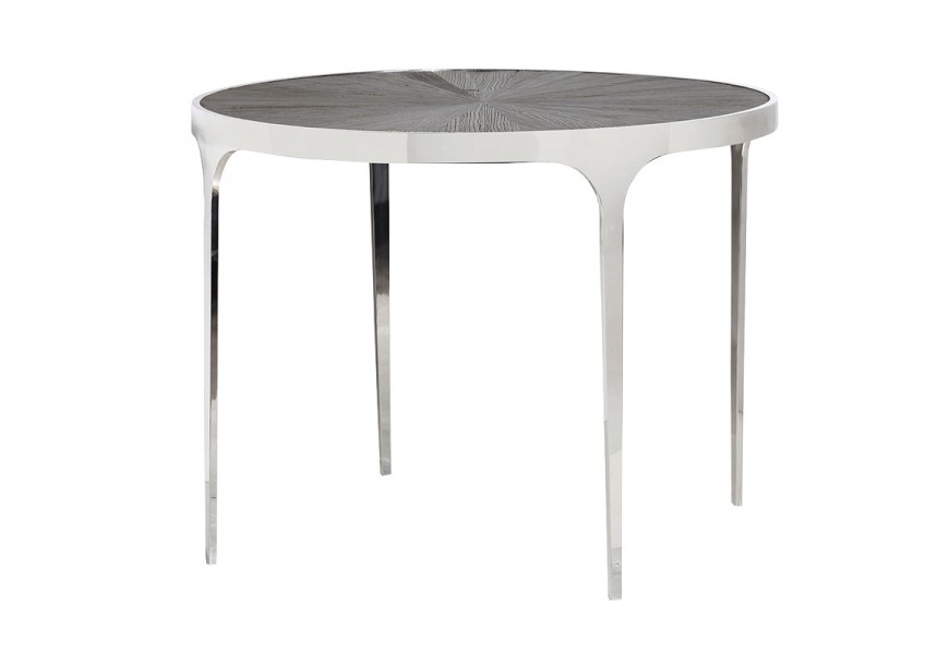 Štýlový jedálenský stôl s pochrómovanou oceľovou konštrukciou