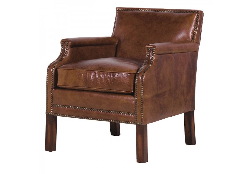 Hnedé kreslo z pravej kože